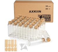 AXKIIN Botes Cristal Pequeños 32pcs 40ml Mini Botellas de Cristal con Corcho para Manualidades Decoraciones de Boda Accesorios de Almacenamiento