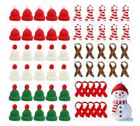 Axlyca 60 Piezas Mini Gorros Navidad y Mini Bufanda, Gorro Papa Noel, Gorros de Navidad Mini Gorro Papá Noel, Accesorios Decorativos para Mesa Botellas Árboles Noel