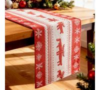 Axlyca Camino de Mesa Navidad 33 x 180 cm, Camino de Mesa Navideño Rojo, Mantel Navideño Decorativo para Decoración de Mesa de Comedor, Salón y Cocina en Fiestas y Eventos Navideños del Hogar