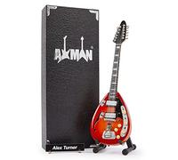 Axman Alex Turner - Réplica de guitarra en miniatura, regalos musicales, escala 1/4 ornamental hecha a mano, incluye una caja de exhibición, etiqueta de nombre y soporte para guitarra en miniatura
