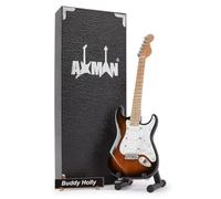Axman Buddy Holly - Réplica de guitarra en miniatura - Regalos musicales - Hecho a mano ornamental escala 1/4 - Incluye una caja de exhibición, etiqueta de nombre y soporte de guitarra en miniatura