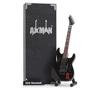 Axman Kirk Hammett (Caution Hot) - Réplica de guitarra en miniatura - Regalos musicales - Escala ornamental hecha a mano 1/4 - Caja de exhibición, etiqueta de nombre y soporte de guitarra en miniatura