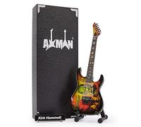Axman Kirk Hammett - Réplica de guitarra en miniatura, regalos musicales, escala 1/4, ornamental hecha a mano, caja de exhibición, etiqueta de nombre y soporte de guitarra en miniatura incluidos