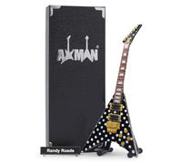 Axman Réplica de guitarra en miniatura Randy Rhoads (Quiet Riot) - Regalos musicales - Hecho a mano ornamental escala 14 - Incluye una caja de exhibición, etiqueta de nombre y soporte de guitarra en