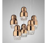 Axo Light Lámpara de susp. LED de 6 luces Fedora rosa dorado