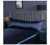 AXOINLEXER Funda de almohada de seda para cabello y piel, 48 x 120 cm/48 x 150 cm, funda de almohada extra larga para parejas, funda de almohada súper suave, azul marino, 48 x 120 cm