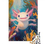 Axolote Bajo el Agua Coral Colorido Puzzle de 1000 Piezas Papel para Adultos Relajación Decoración Hogar 38x26cm/1000pcs