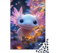 Axolote Coral Neón Puzzle de 1000 Piezas Puzzle para Adultos Escena Submarina Papel Relajante Decoración Hogar 70x50cm/1000pcs