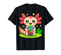 Axolotl Beber Boba Tea Anime Lindo Kawaii Divertido Té Burbuja Camiseta