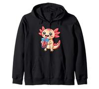Axolotl Beber Boba Tea Anime Lindo Kawaii Divertido Té Burbuja Sudadera con Capucha