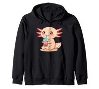 Axolotl Beber Boba Tea Anime Lindo Kawaii Divertido Té Burbuja Sudadera con Capucha