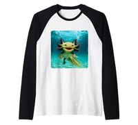 Axolotl Buceo Submarino Ocean Diver Natación Verano Camiseta Manga Raglan