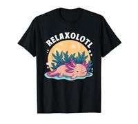 Axolotl Camisa Relaxolotl Kawaii Perezoso Animal Axolotl Amantes Camiseta gráfica económica, Hombre, Negro, XL
