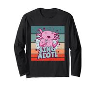 Axolotl Canta un músico Anfibio Lotl Cute Kawaii Singer Manga Larga