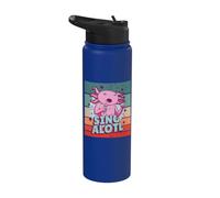 Axolotl canta un músico anfibio Lotl Cute Kawaii Singer Stainless Steel Insulated Water Bottle