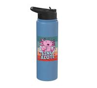 Axolotl canta un músico anfibio Lotl Cute Kawaii Singer Stainless Steel Insulated Water Bottle