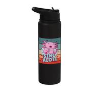 Axolotl canta un músico anfibio Lotl Cute Kawaii Singer Stainless Steel Insulated Water Bottle