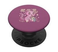 Axolotl Cartón de Leche de Fresa Meme japonés Divertido EN LA Parte ATRÁS PopSockets PopGrip Adhesivo