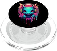 Axolotl con Auriculares Colorido Diseño De Música Retro PopSockets PopGrip para MagSafe