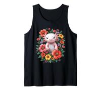 Axolotl Criatura Acuática Flower Friends Pet Camiseta sin Mangas