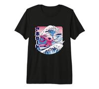 Axolotl está surfeando la Gran Ola Japonesa Axolotl Anime Camiseta Premium