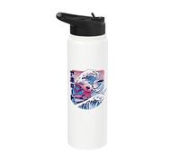 Axolotl está surfeando la gran ola japonesa Axolotl Anime Stainless Steel Insulated Water Bottle