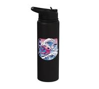 Axolotl está surfeando la gran ola japonesa Axolotl Anime Stainless Steel Insulated Water Bottle