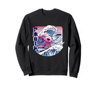 Axolotl está surfeando la Gran Ola Japonesa Axolotl Anime Sudadera