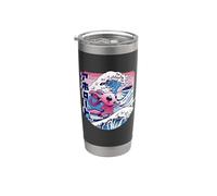 Axolotl está surfeando la gran ola japonesa Axolotl Anime Vaso térmico de acero inoxidable de doble pared