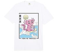 Axolotl Fresa Leche Japonés Olas Niños Kawaii Estética Comfort Colors Adult Heavyweight T-Shirt