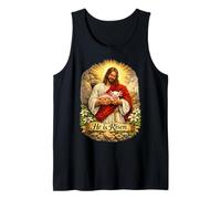 Axolotl He Is Risen Resurrección de Pascua Derrotado Cruz Camiseta sin Mangas
