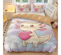 Axolotl - Juego de ropa de cama individual con diseño de girasoles y sonrisas de ajolote, ropa de cama de microfibra suave para niños y niñas, decoración de dormitorio (estilo 4, tamaño King, 240 x