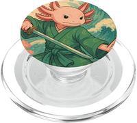 Axolotl Kanagawa Wave Samurai Japonés Guerrero Japonés PopSockets PopGrip para MagSafe