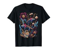 Axolotl Lover Dark Botanical Floral Celestial Luna Creciente Camiseta