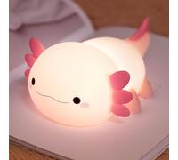 Axolotl - Luz nocturna para niños, bonita lámpara de ajolote recargable, lámpara de mesa de noche, lámpara LED de silicona para guardería, bonita decoración de habitación, luz nocturna para niños y