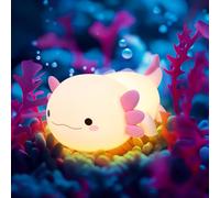 Axolotl Luz nocturna para niños, luz de lactancia, bonita lámpara de silicona recargable, táctil, LED, regulable y con temporizador de 20 minutos, regalo para bebés