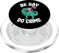 Axolotl Montando la Bandera del Orgullo de un Dinosaurio Be Gay Do Crime PopSockets PopGrip para MagSafe