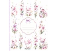 Axolotl & Orchid Composition Notebook: 120 Wide Ruled Pages: Cute Coquette Pink and Purple Journal for School, Work, Gifts, or Everyday Life