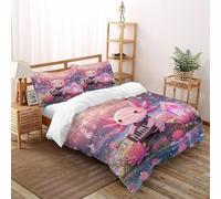 Axolotl Piano Funda Nordica Algodon 3 Piezas con Impresión En 3D Animal Themes Marine Animals con 2 Fundas De Almohada Super King(260x220cm) 100% Microfibra Ropa De Cama
