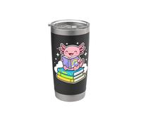 Axolotl Reading Books Fun Learning Cozy Bookworm Vaso térmico de acero inoxidable de doble pared