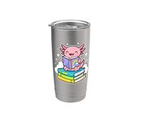 Axolotl Reading Books Fun Learning Cozy Bookworm Vaso térmico de acero inoxidable de doble pared