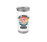 Axolotl Retro Cute No puedo imaginar la vida sin ramen Vaso térmico de acero inoxidable de doble pared