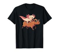 Axolotl Riding Capybara Con Gafas De Sol Animal Meme Tee Camiseta