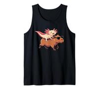 Axolotl Riding Capybara Con Gafas De Sol Animal Meme Tee Camiseta sin Mangas