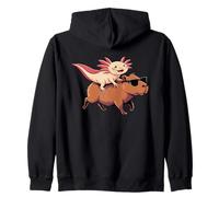 Axolotl Riding Capybara Con Gafas De Sol Animal Meme Tee Sudadera con Capucha