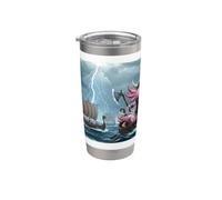 Axolotl vikingo asaltando la alta mar Vaso térmico de acero inoxidable de doble pared