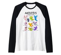 Axolotls del Mundo, Kawaii, Lindo Axolot Camiseta Manga Raglan