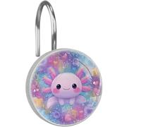 Axolotls Ganchos para cortina de ducha: anillos redondos inoxidables para cortina de ducha para baño, ganchos decorativos modernos y simples para barra de ducha, juego de 12