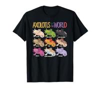 Axolotls of The World Kawaii Lindo Anime Acuario Arte Peces Camiseta