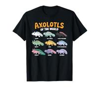 Axolotls of The World Kawaii Lindo Anime Acuario Arte Peces Camiseta